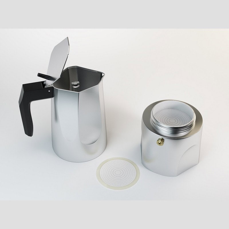 Caffettiera in alluminio Ossidiana 3 tazze Alessi di Mario Trimarchi