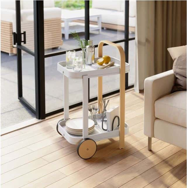 Carrello bar e porta oggetti Bellwood con vassoio rimovibile e ruote in gomma - immagine 5