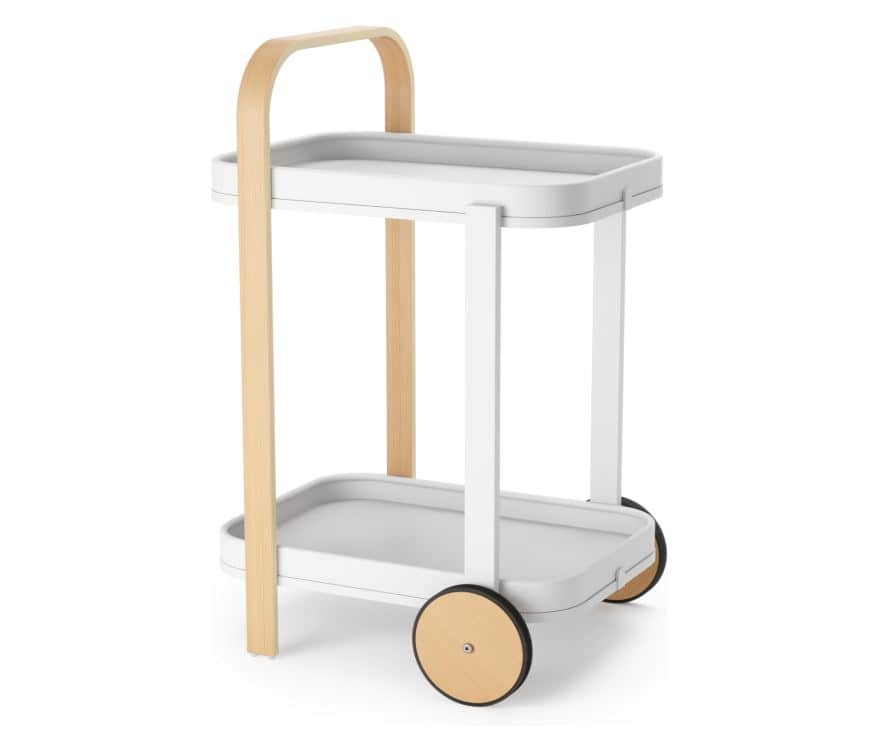 Carrello bar e porta oggetti Bellwood con vassoio rimovibile e ruote in gomma
