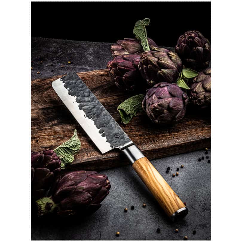 Coltelli Forged - Olive in acciaio giapponese e ulivo- Unique handmade knives-